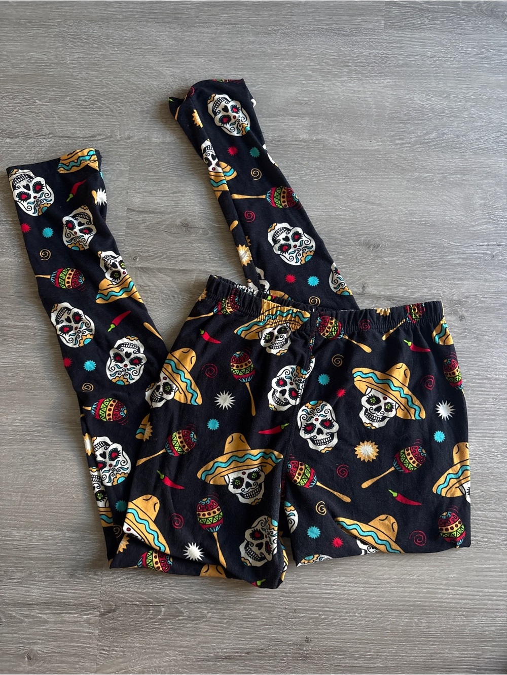 Black Sugar Skull Print Leggings